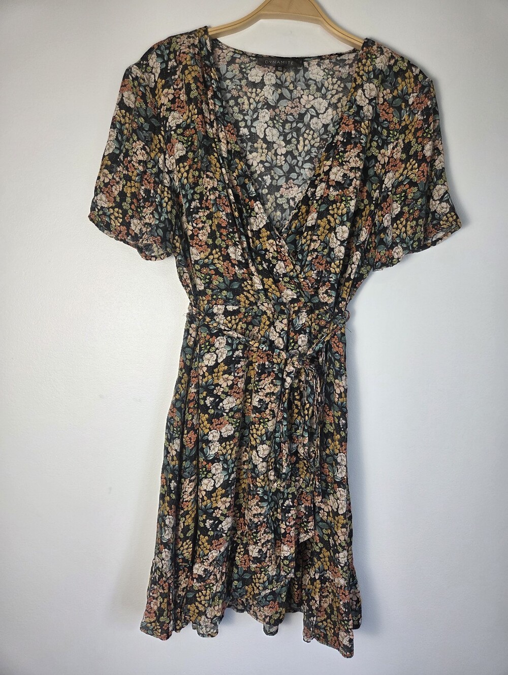Dynamite Floral Ruffle Wrap Dress - Picture 3 of 8